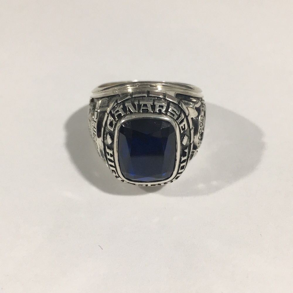 Silver Canarsie High School Ring With Color Stone